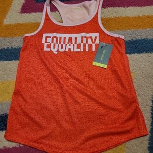 NWT Girls Size S(7) Tek Gear "Equality" Tank Top Orange & White